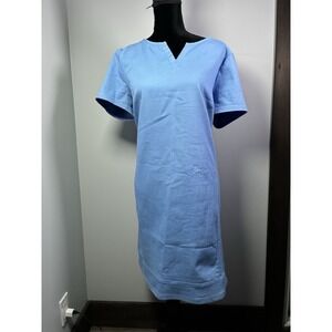 C Wonder Christian Siriano Women's Size 16 Split Neck Stretch Denim Dress Blue